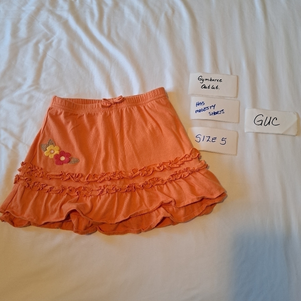 Gymboree girls size 5 Outlet orange skirt elastic waist, modesty shirts